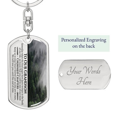Grandson (Grandparents) Keychain - Love You This Much